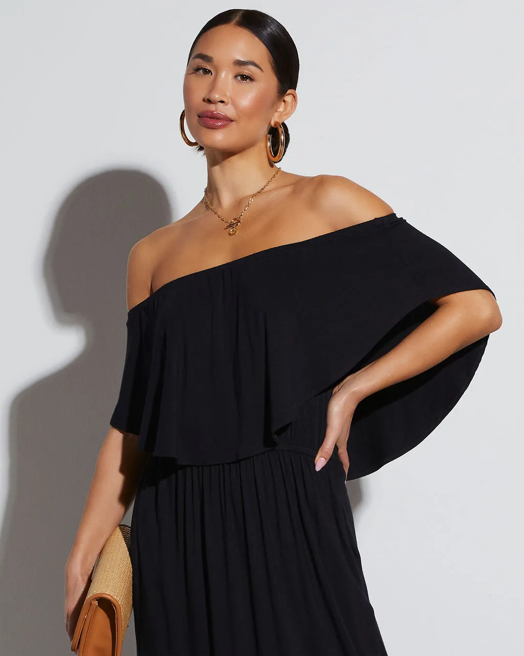 Kara Off The Shoulder Pocketed Maxi Dress