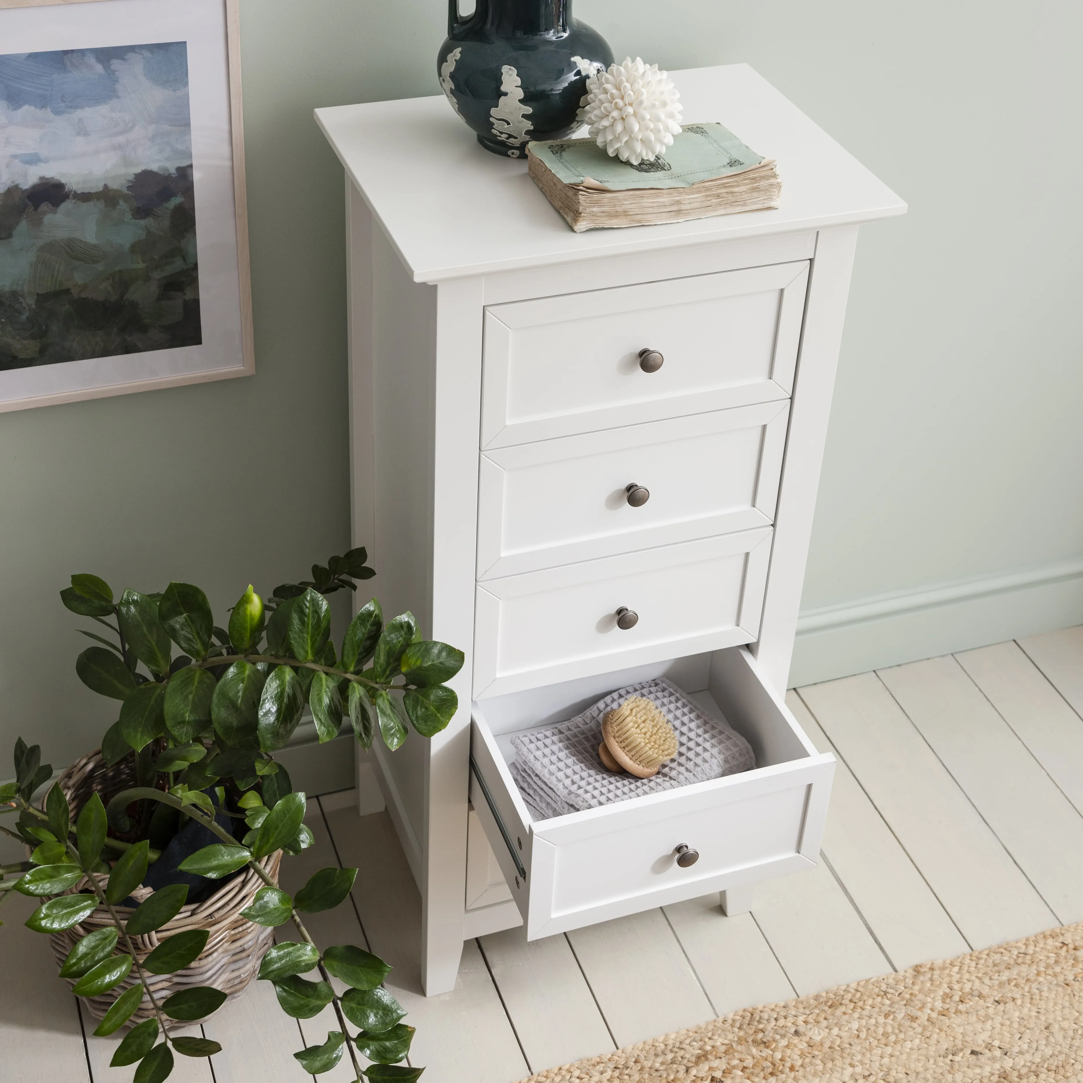 Karlstad Chest of Drawers 5 Drawer Tall in Classic White