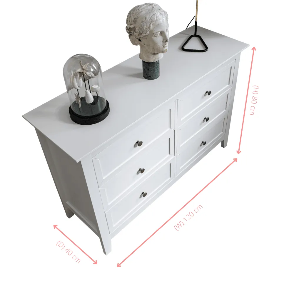 Karlstad Chest of Drawers 6 Drawer in Classic White