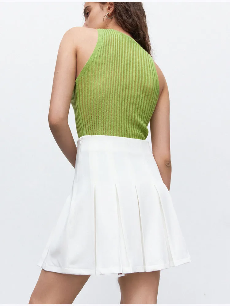 Knitted Vest Summer Sexy Sexy Sunken Stripe Hollow Out Cutout Vest Slim Sleeveless Knitted Top