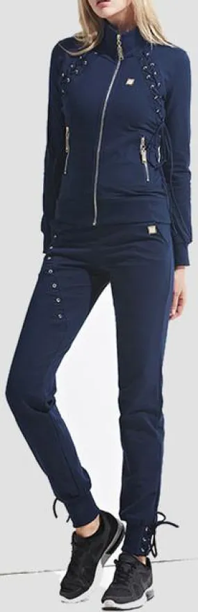 Lace-up Tracksuit - Navy Blue, Black, Grey, or Army Green