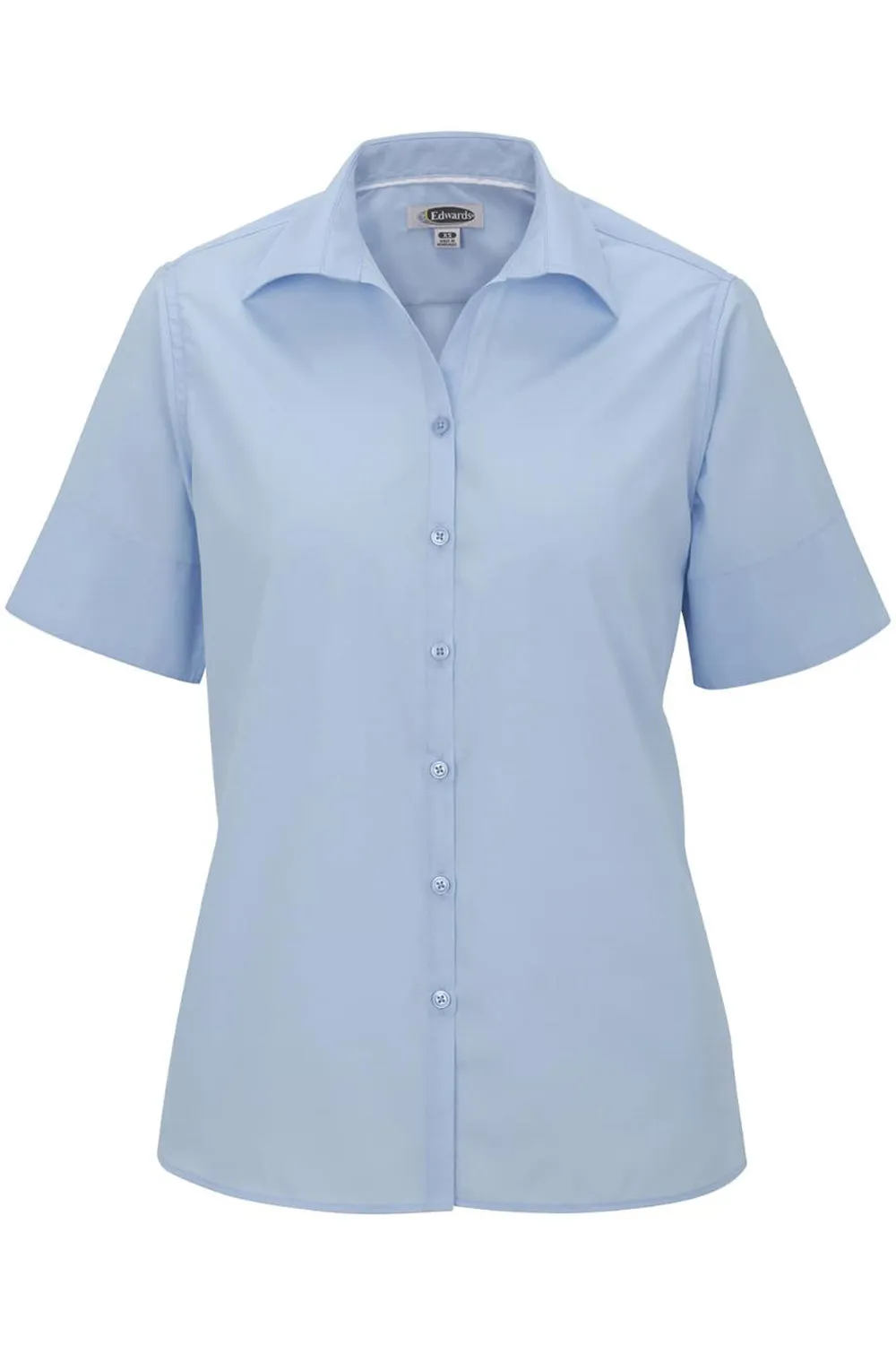 Ladies' Short Sleeve Poplin - Light Blue