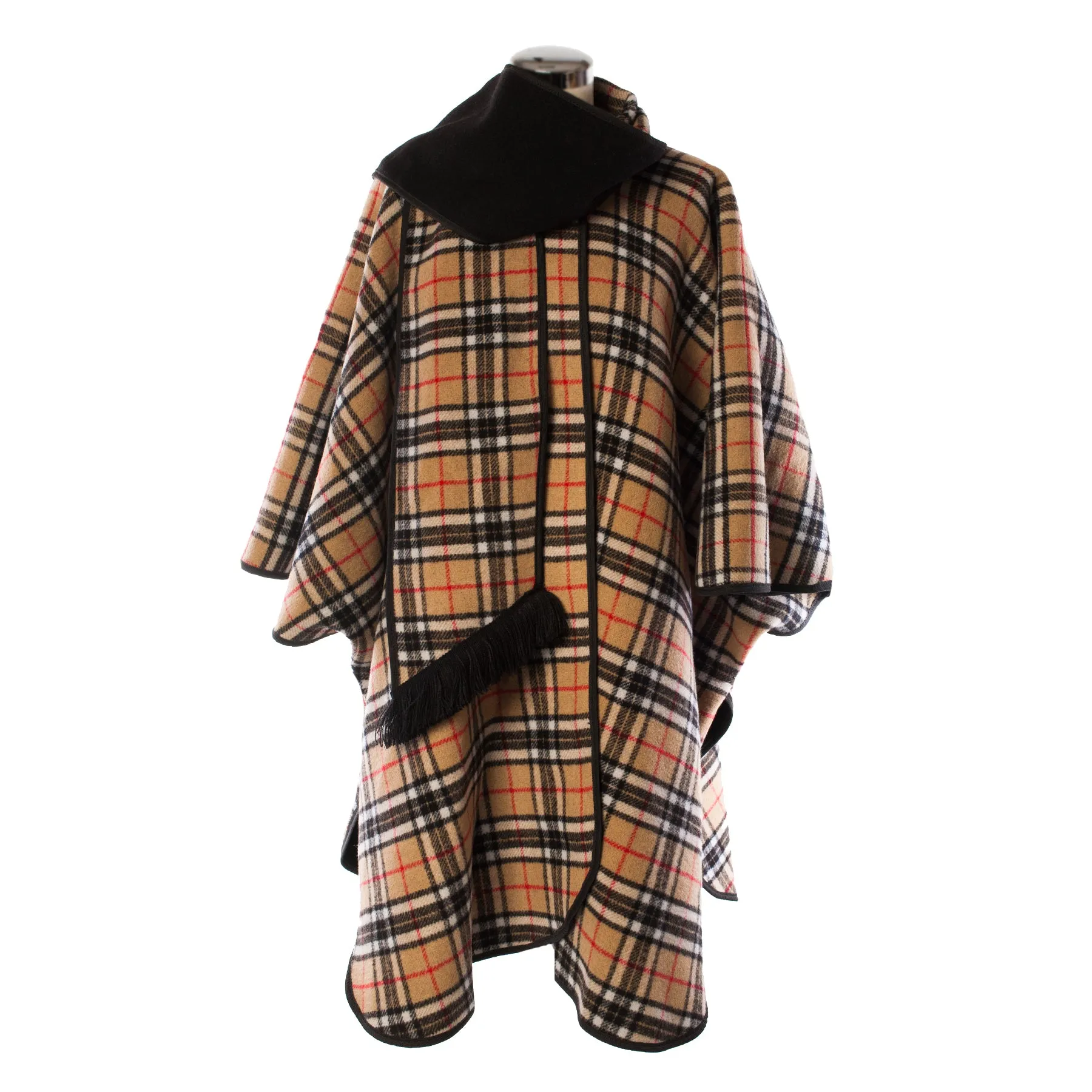 Ladies Wool Blend Reversible Cape Black