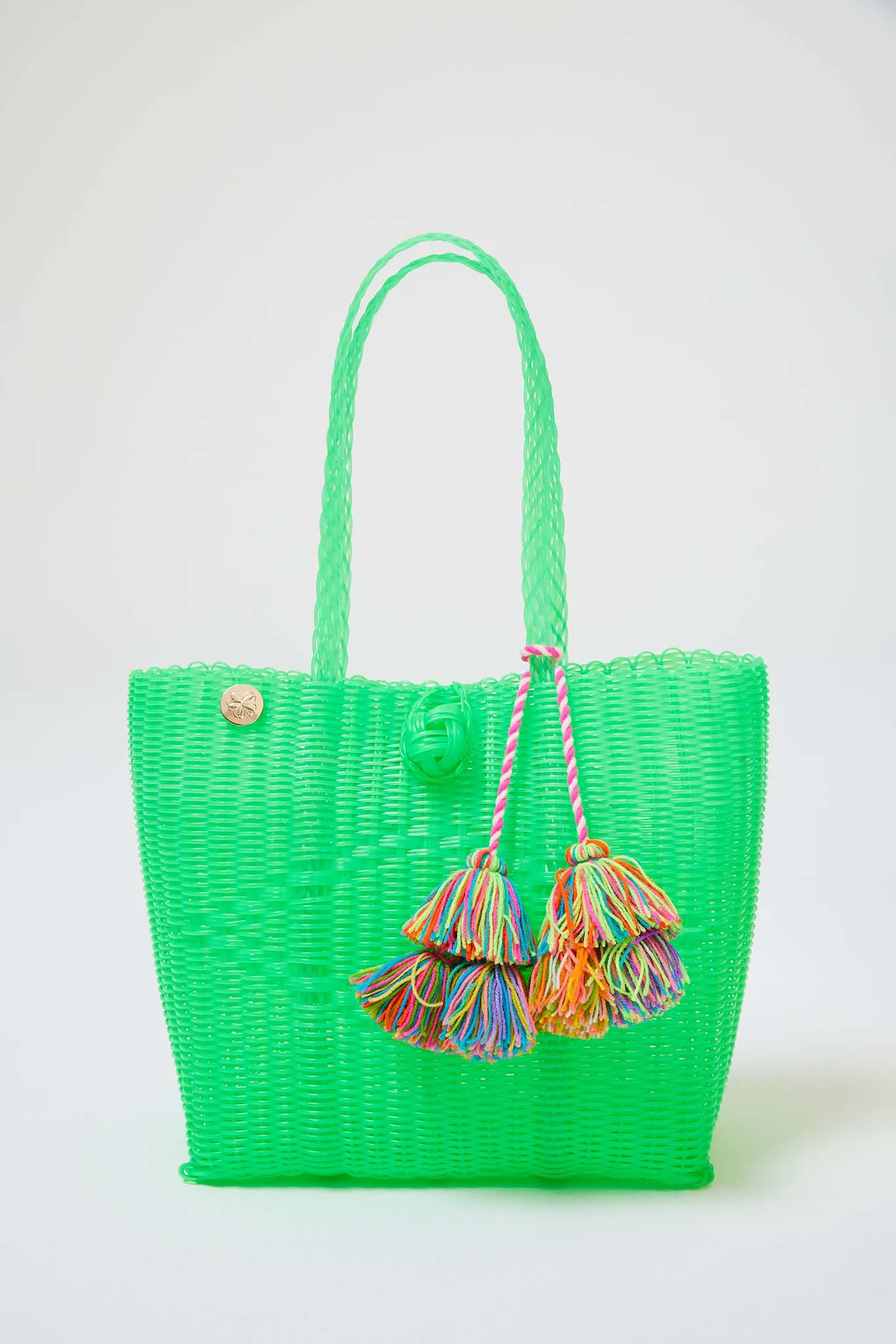 Las Guanacas Clasp Tote in Neon Green