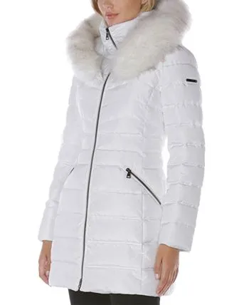 Laundry by Shelli Segal Women's Faux-Fur-Trim Hooded Puffer Coat