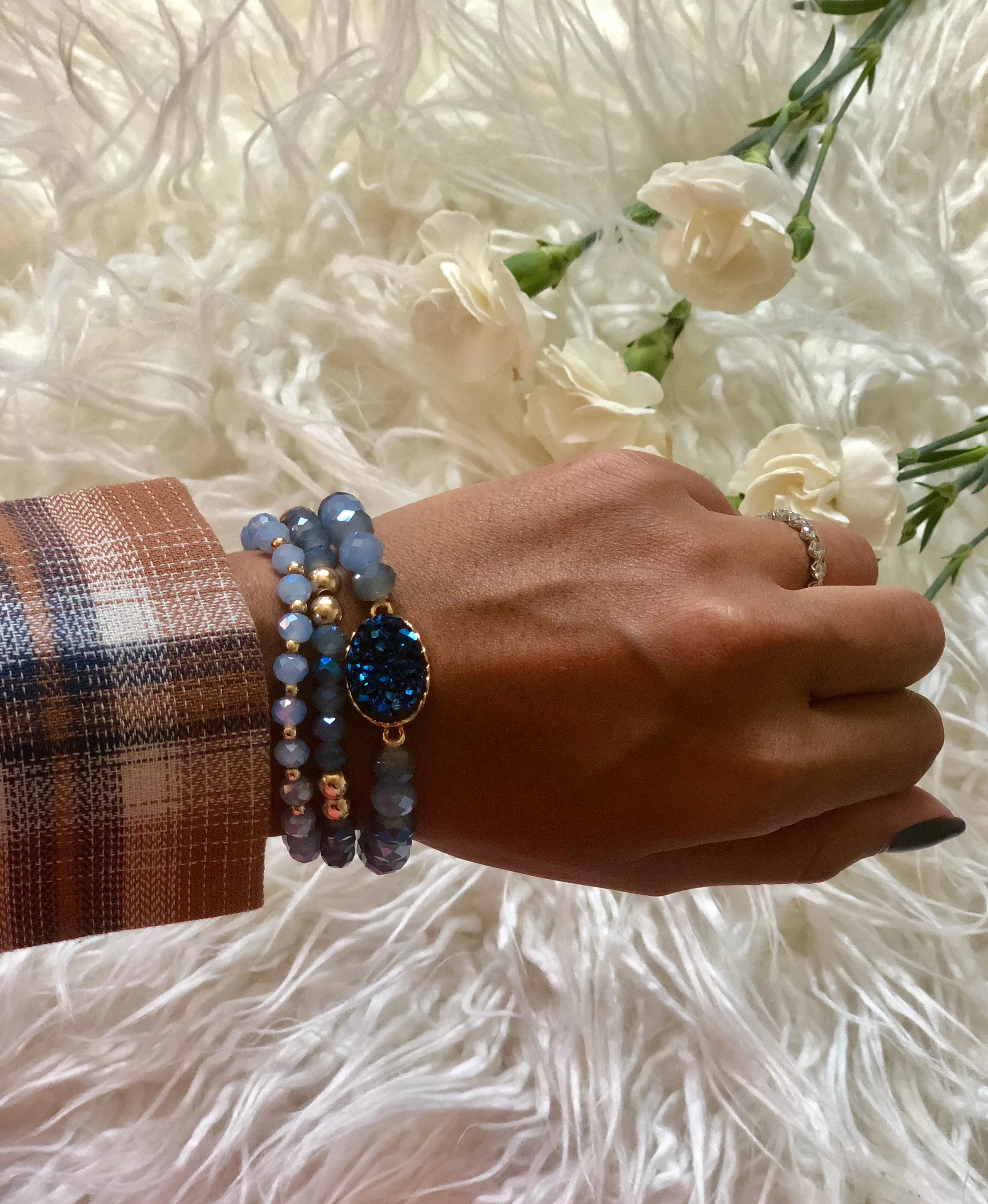 Lillia Blue Aurora Borealis Druzy Bracelets