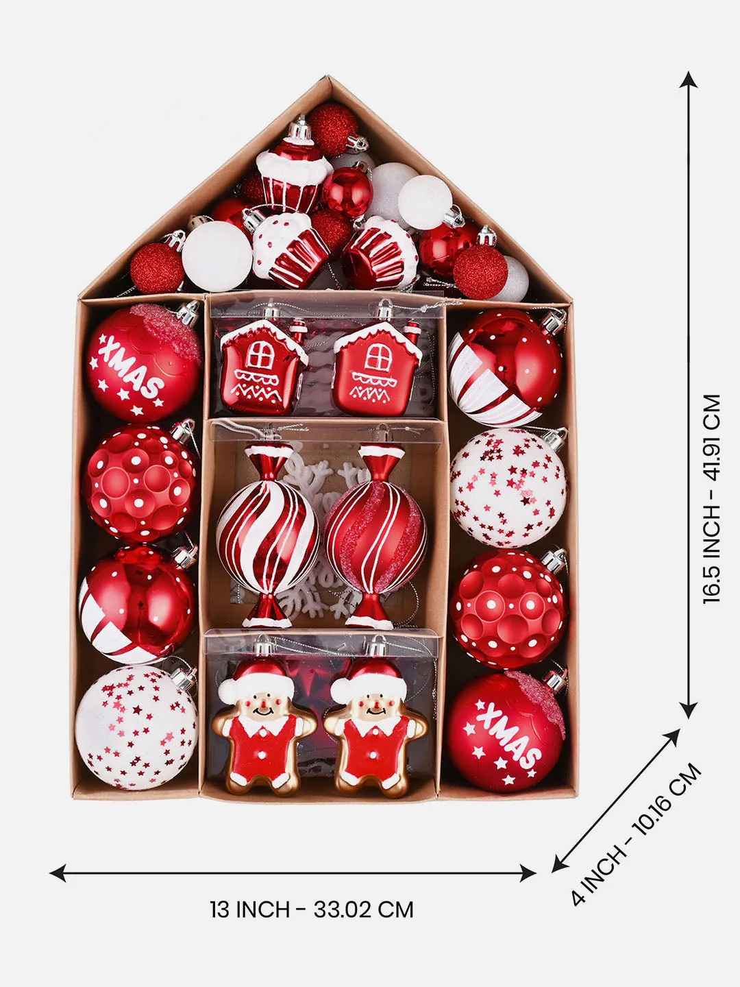 Little Surprise Box 70pcs Christmas Balls tree hanging Xmas Decoration set.