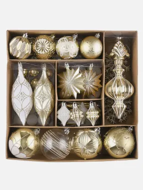 Little Surprise Box 80pcs Classic Gold & White Chandelier Christmas Balls tree hanging Xmas Decoration set.