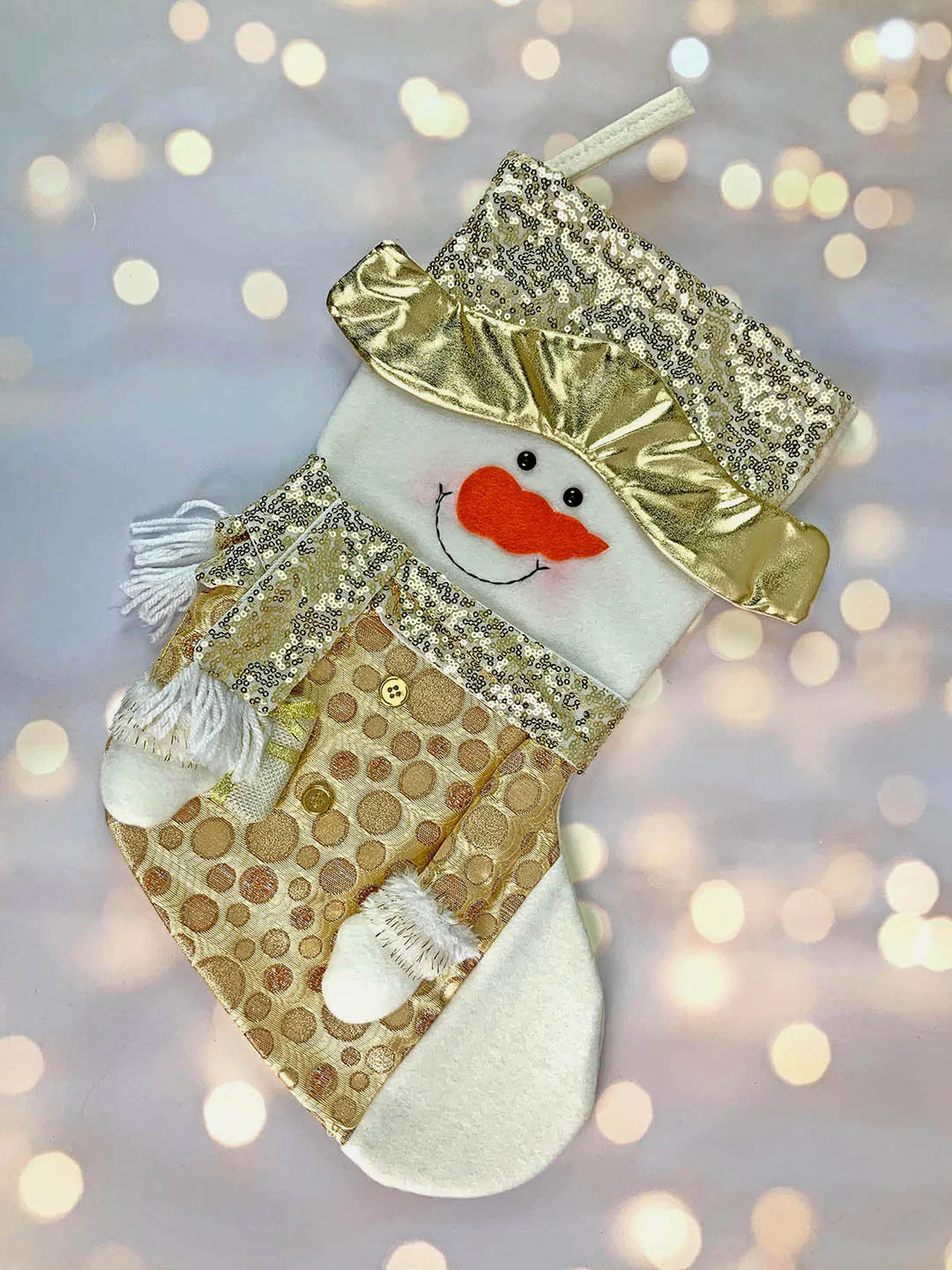 Little Surprise Box, Golden Christmas Stocking for Gifts and Christmas Décor-16 inches