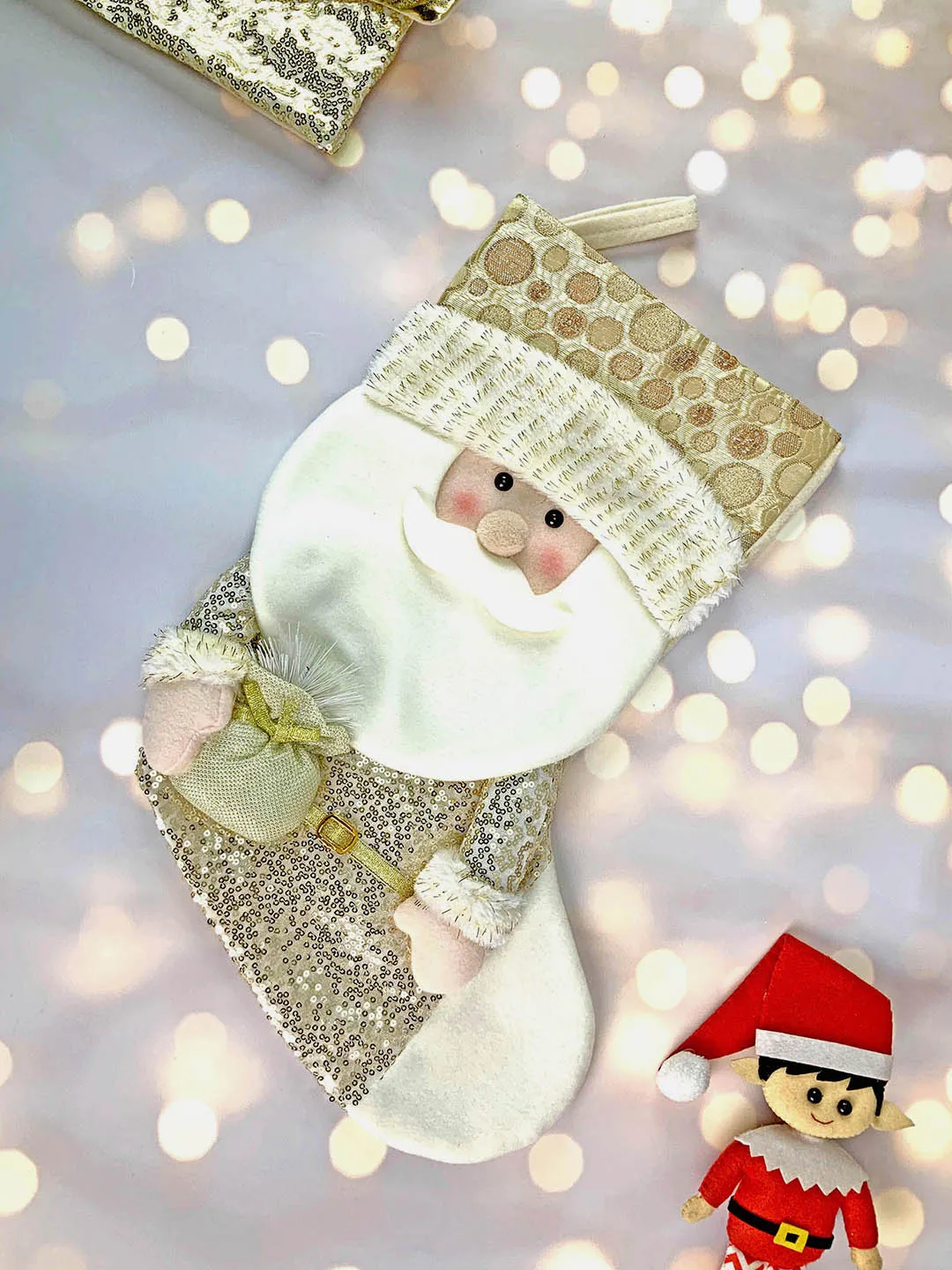 Little Surprise Box, Golden Christmas Stocking for Gifts and Christmas Décor-16 inches