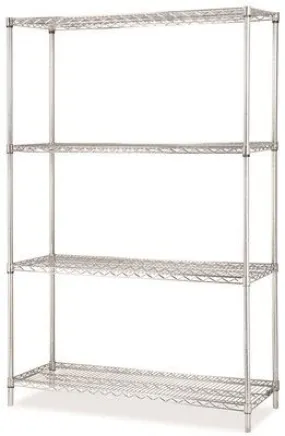 Lorell Industrial Wire Shelving Starter Kit' 4 Shelves' 48X24 In.