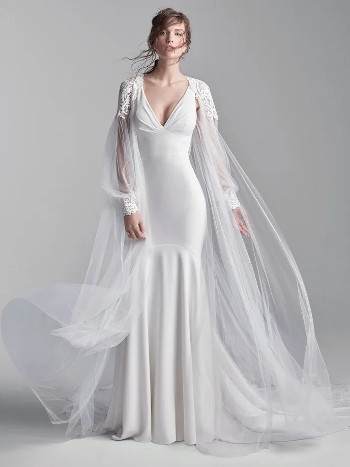 Maggie Sottero "Erin" Tulle Jacket/Train