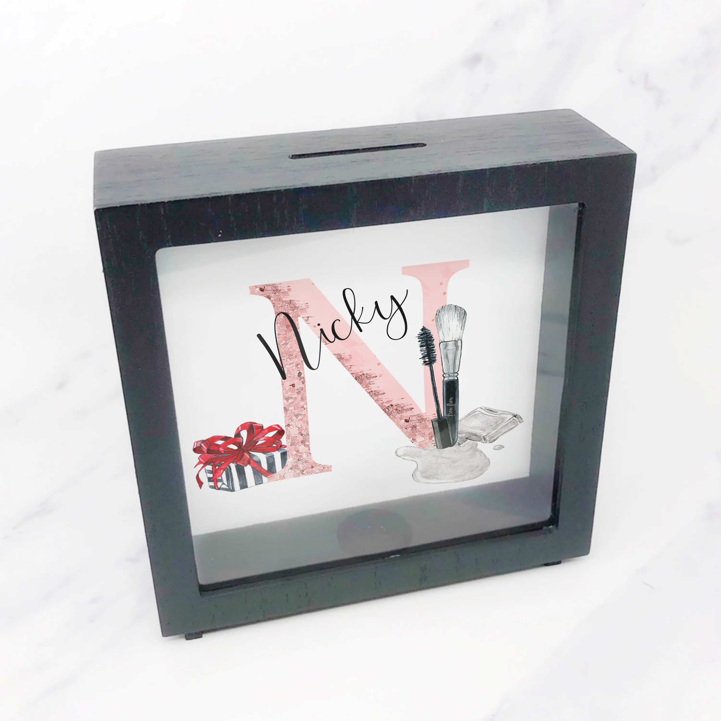 Make-Up Alphabet Personalised Money Box Frame