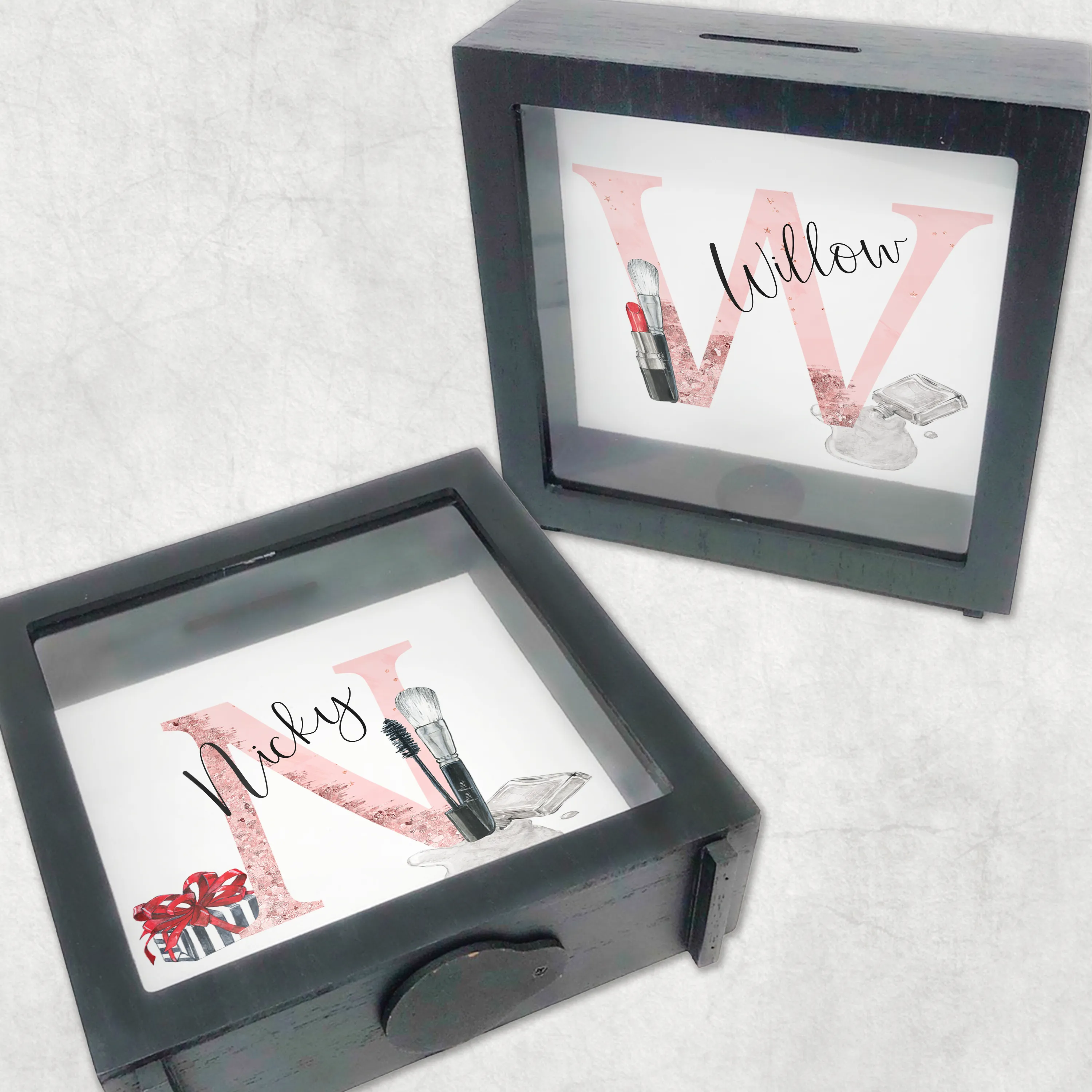 Make-Up Alphabet Personalised Money Box Frame