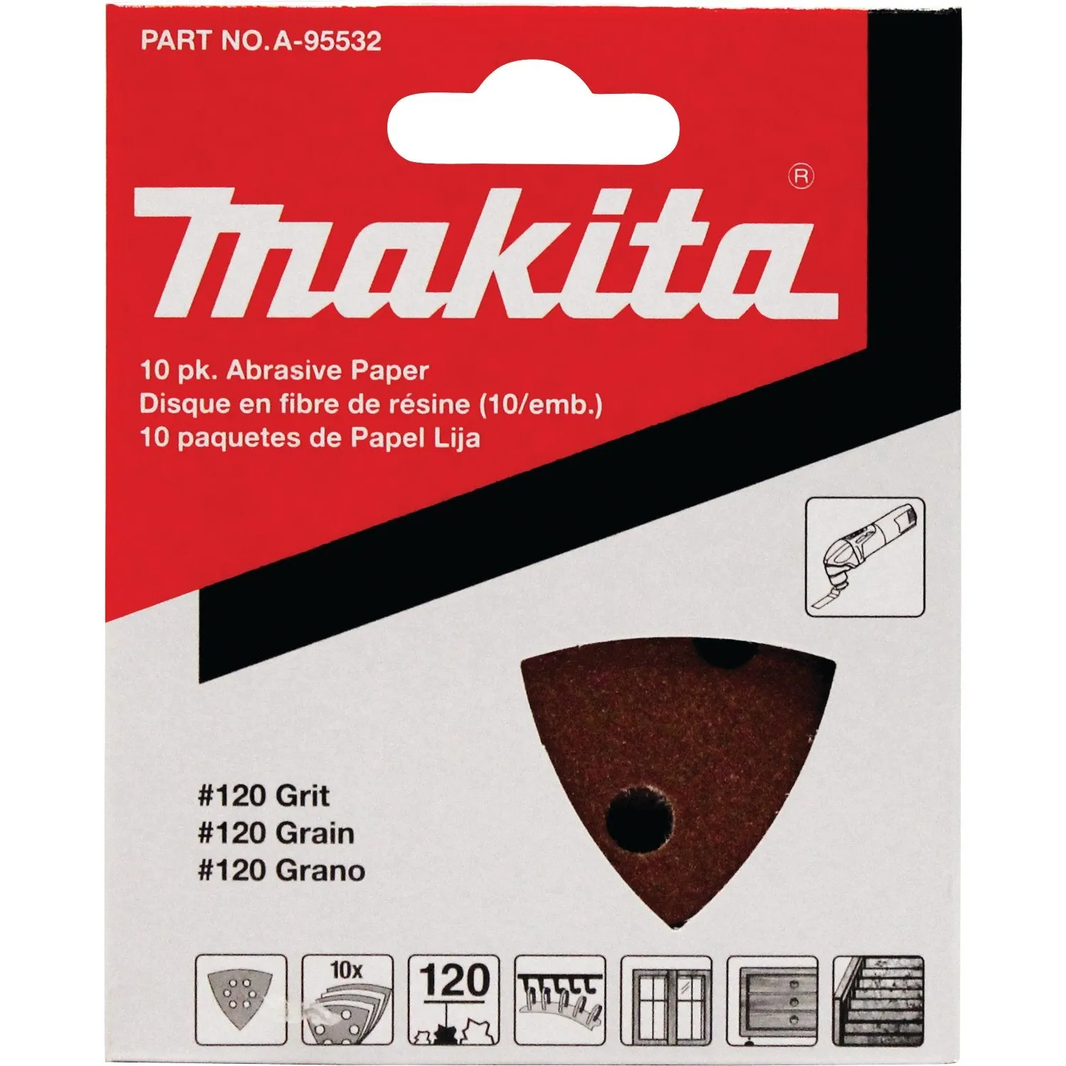 Makita (A-95532) Oscillating Multi-Tool Sandpaper, 120 Grit, 10/pk