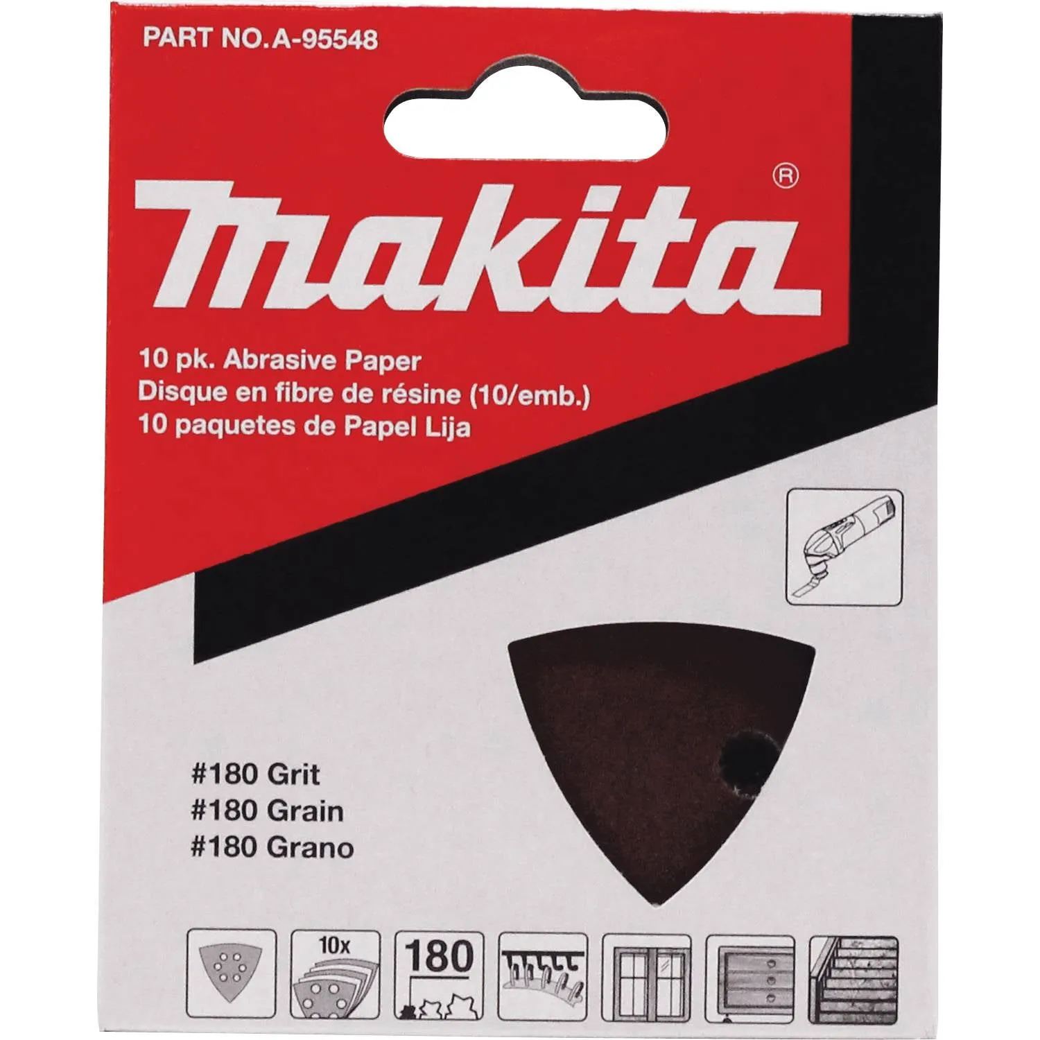 Makita (A-95548) Oscillating Multi‑Tool Sandpaper, 180 Grit, 10/pk