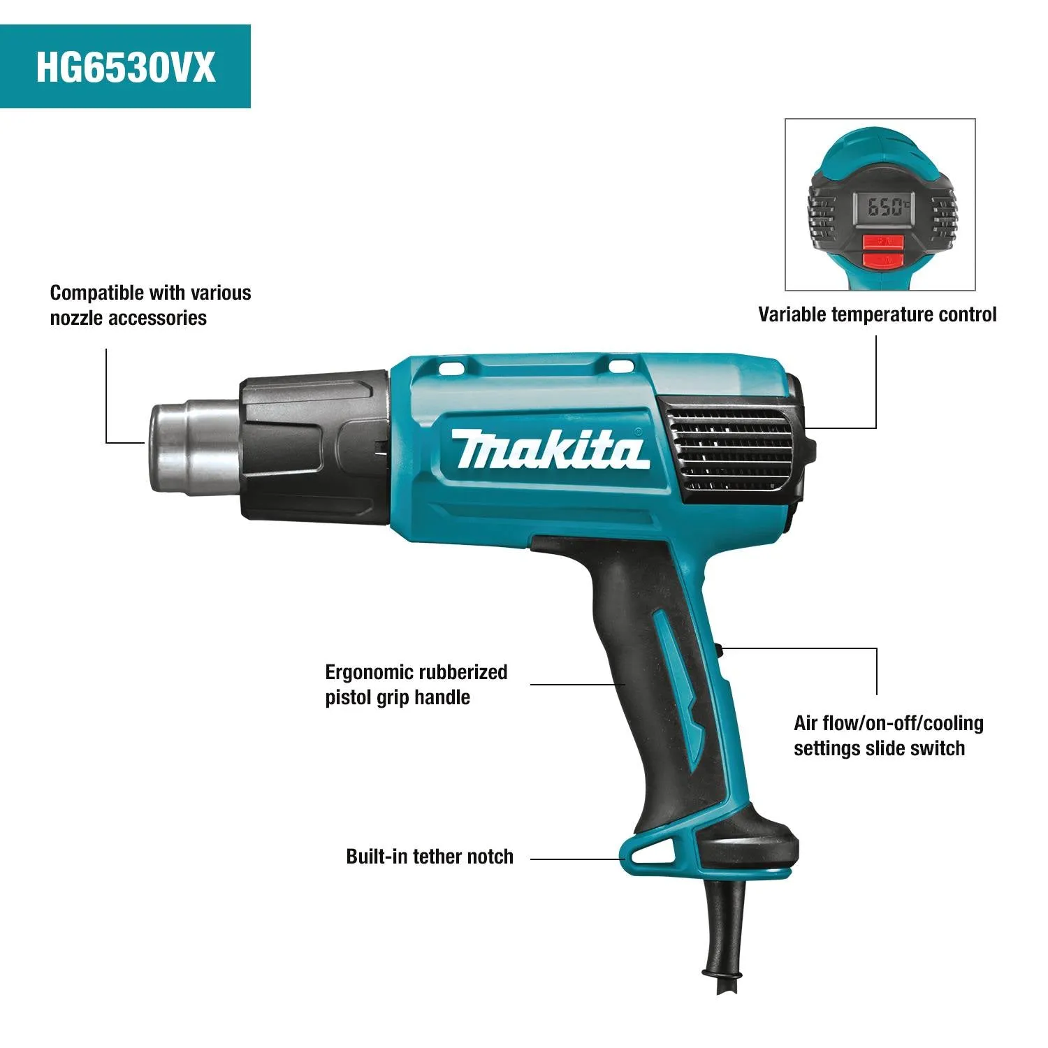 Makita (HG6530VK) Variable Temperature Heat Gun Kit w/LCD Digital Display