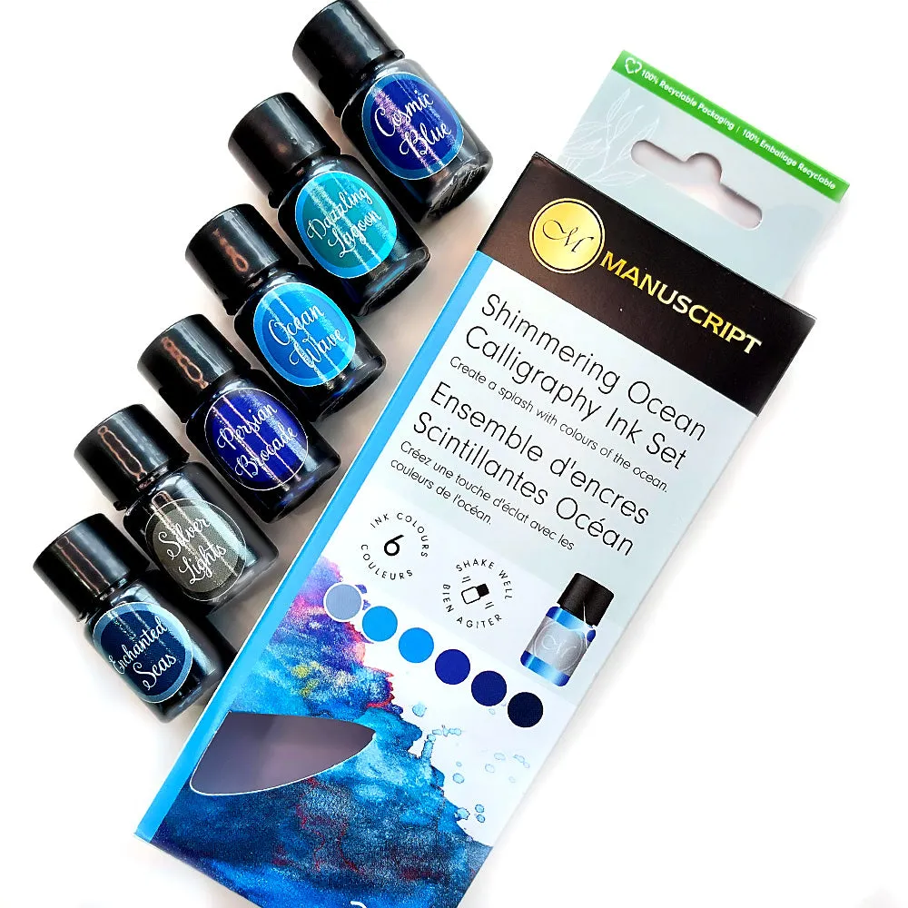 Manuscript Shimmer Ink Set of 6 Ocean