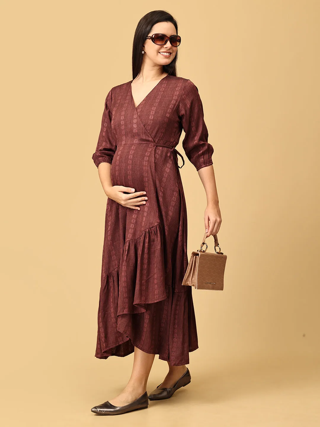 Maple Magic Maternity Wrap Dress