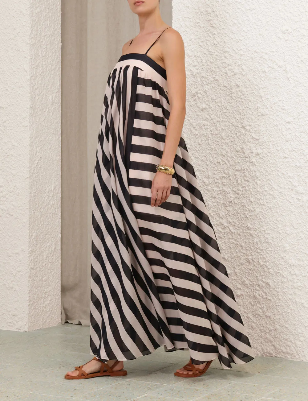 Maxine Stripe Maxi Dress in Black/Cream Stripe