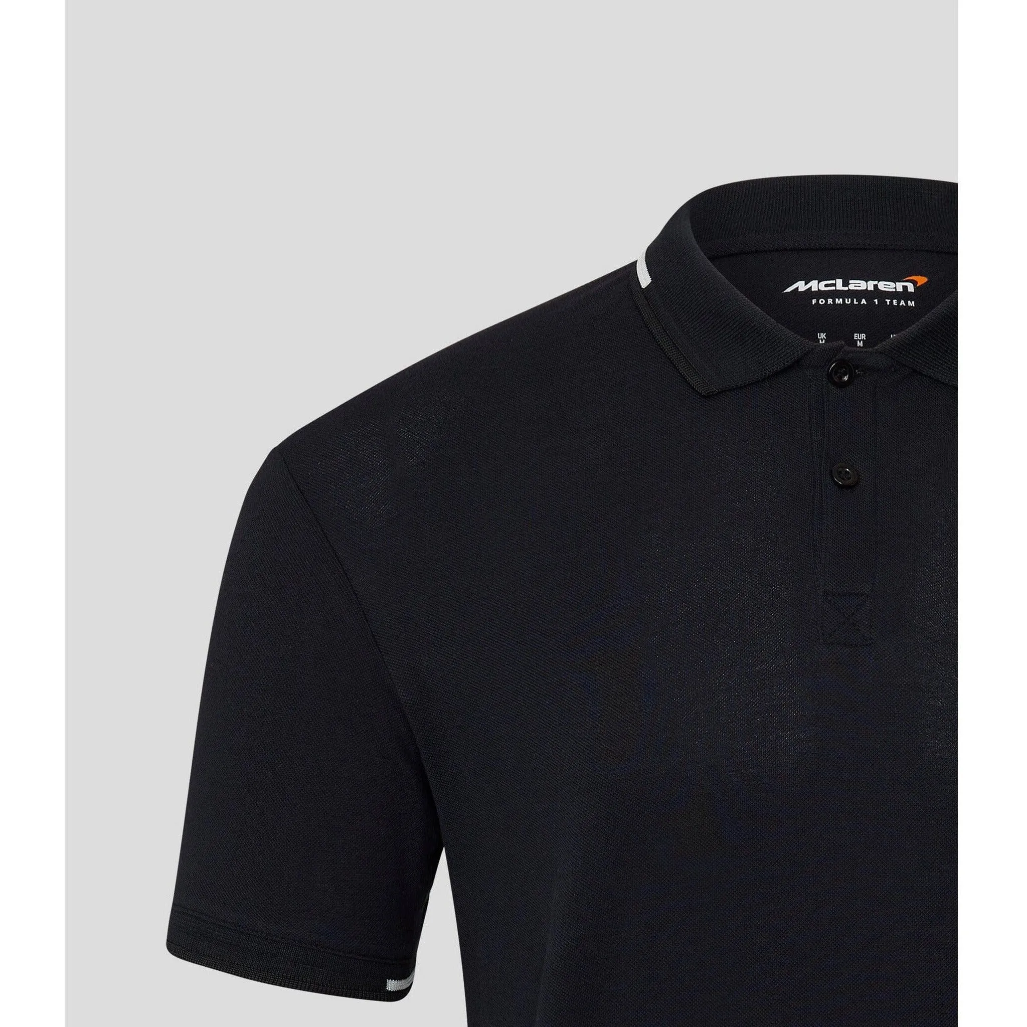 McLaren F1 Men's Core Essentials Small Logo Polo Shirt -Papaya/Vega Blue/Phantom/White/Black