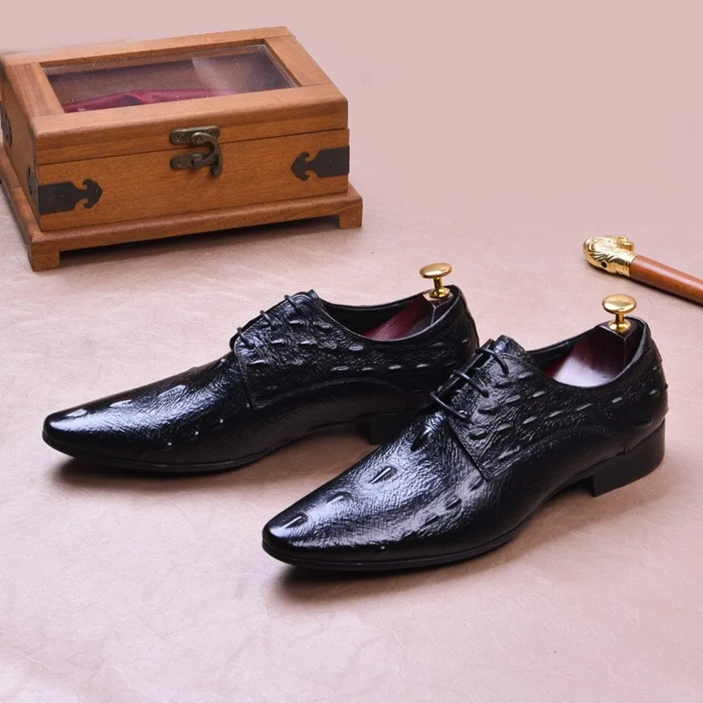 Men Pointed Toe Lace Up Dress Shoes