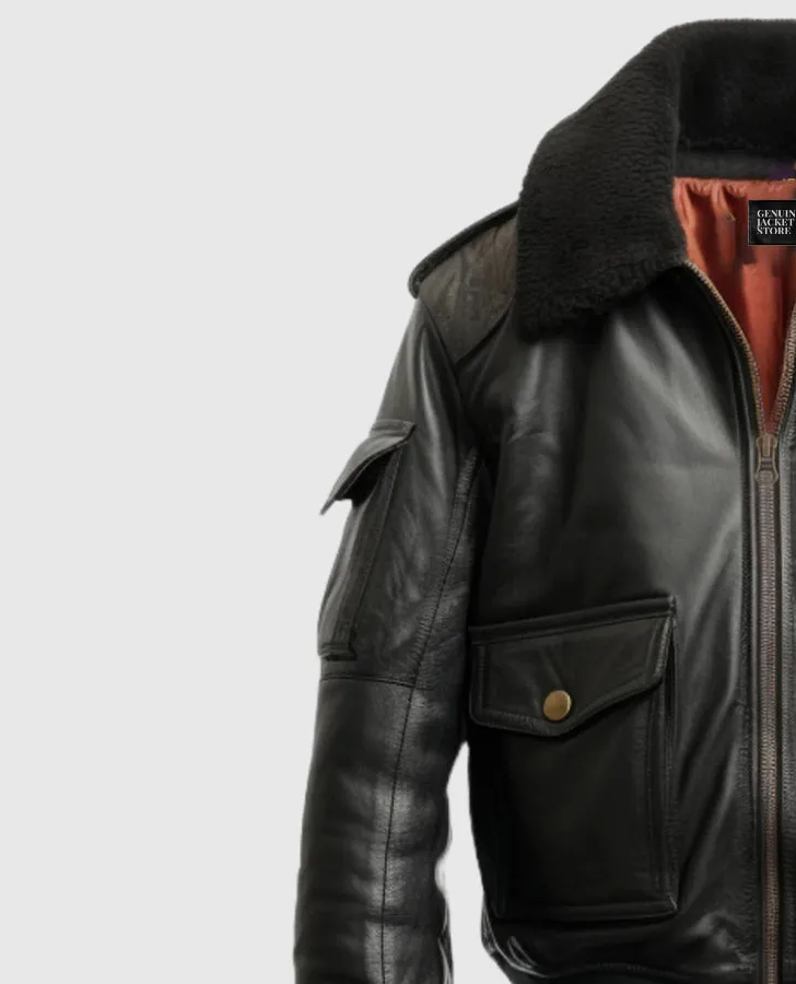 Men's Flight Bomber Black Leather Jacket