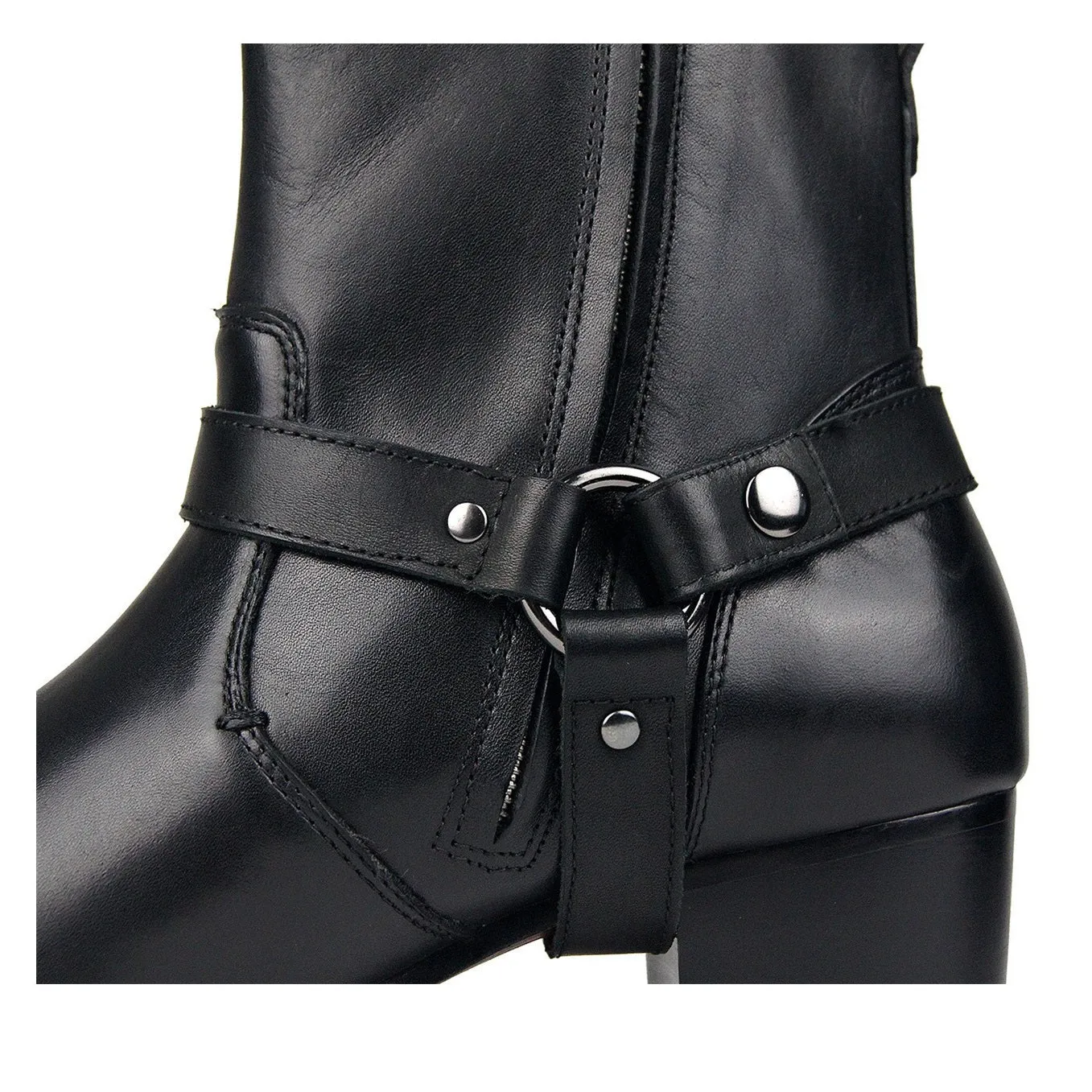 Mens High Top 5cm Heel Harness Boots