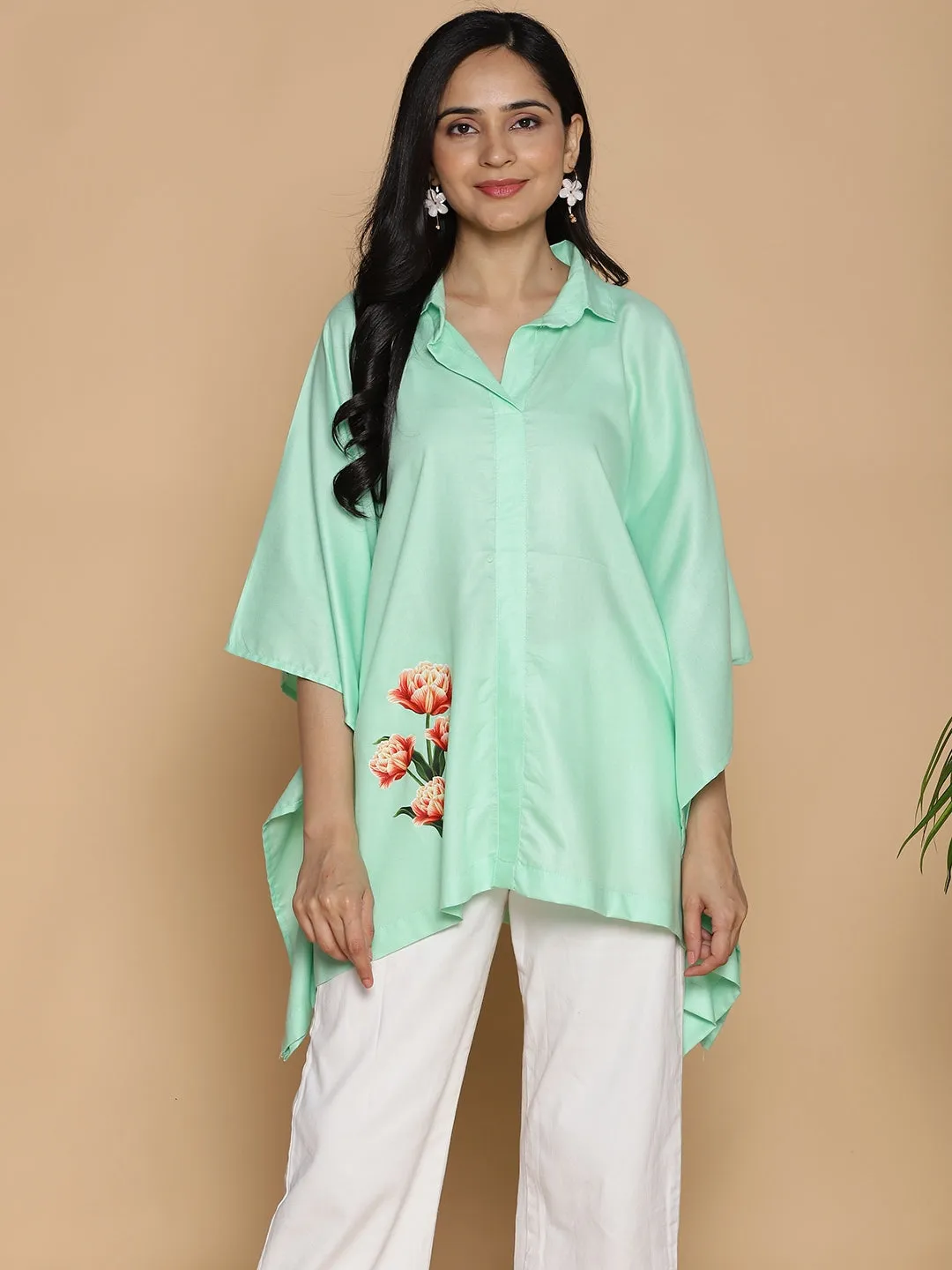 Mint Kaftan Top - Flowering