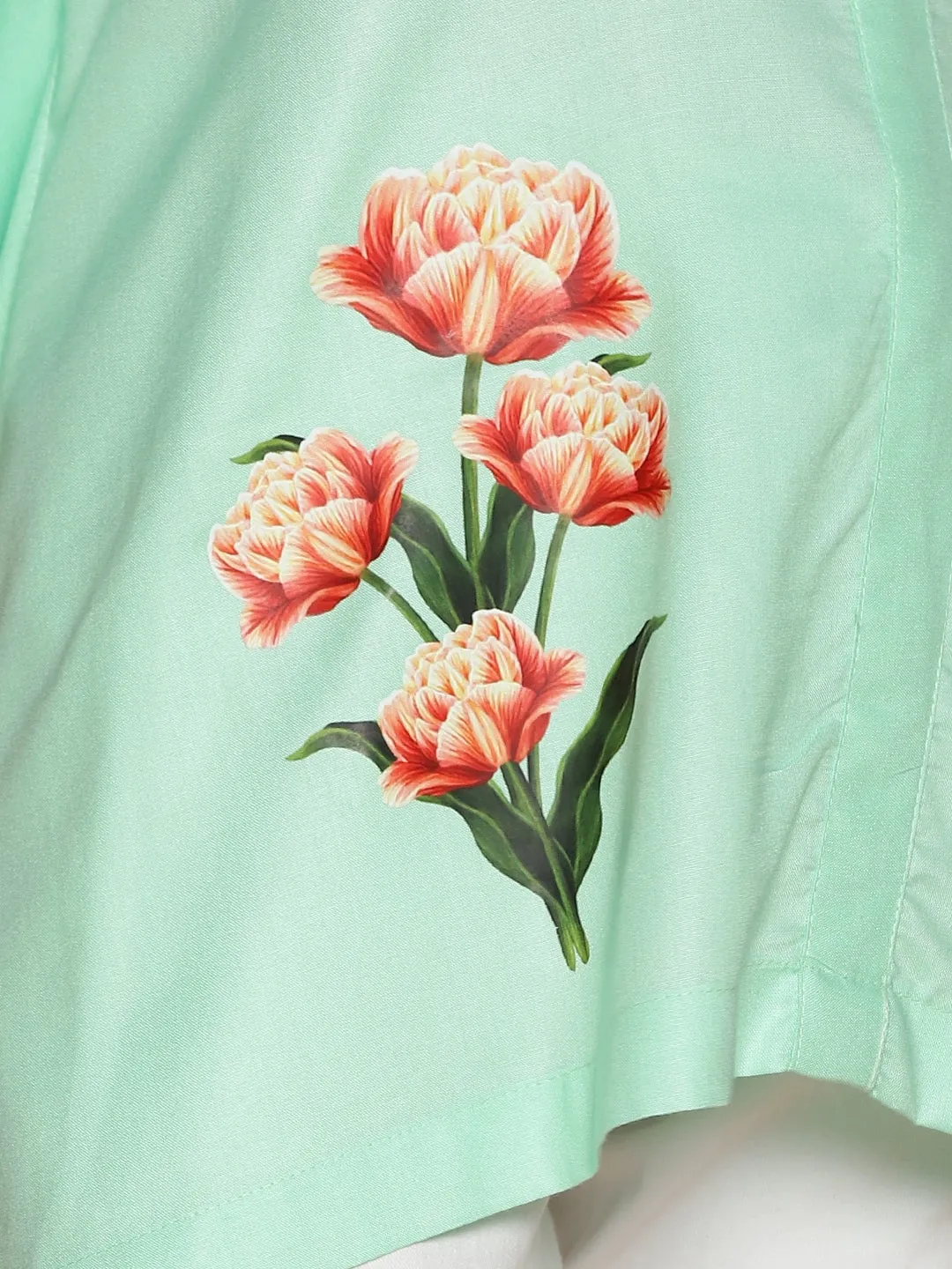 Mint Kaftan Top - Flowering