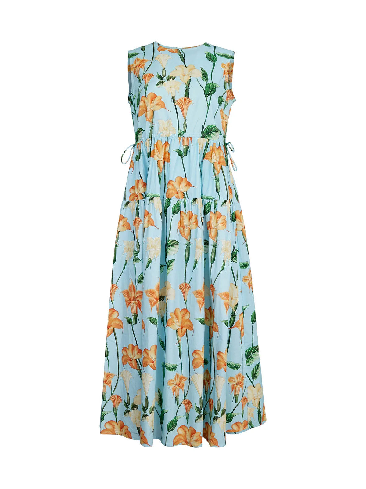 Modern Fit Maxi Drop Waist Floral Cotton Dress