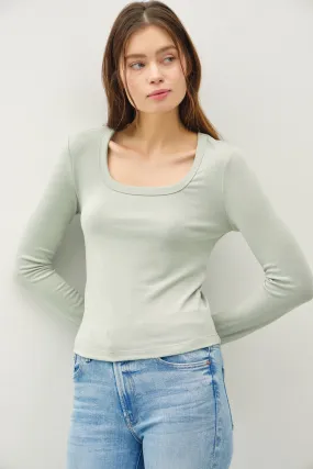 Molly Basic Scoop Neck Top, Sprout