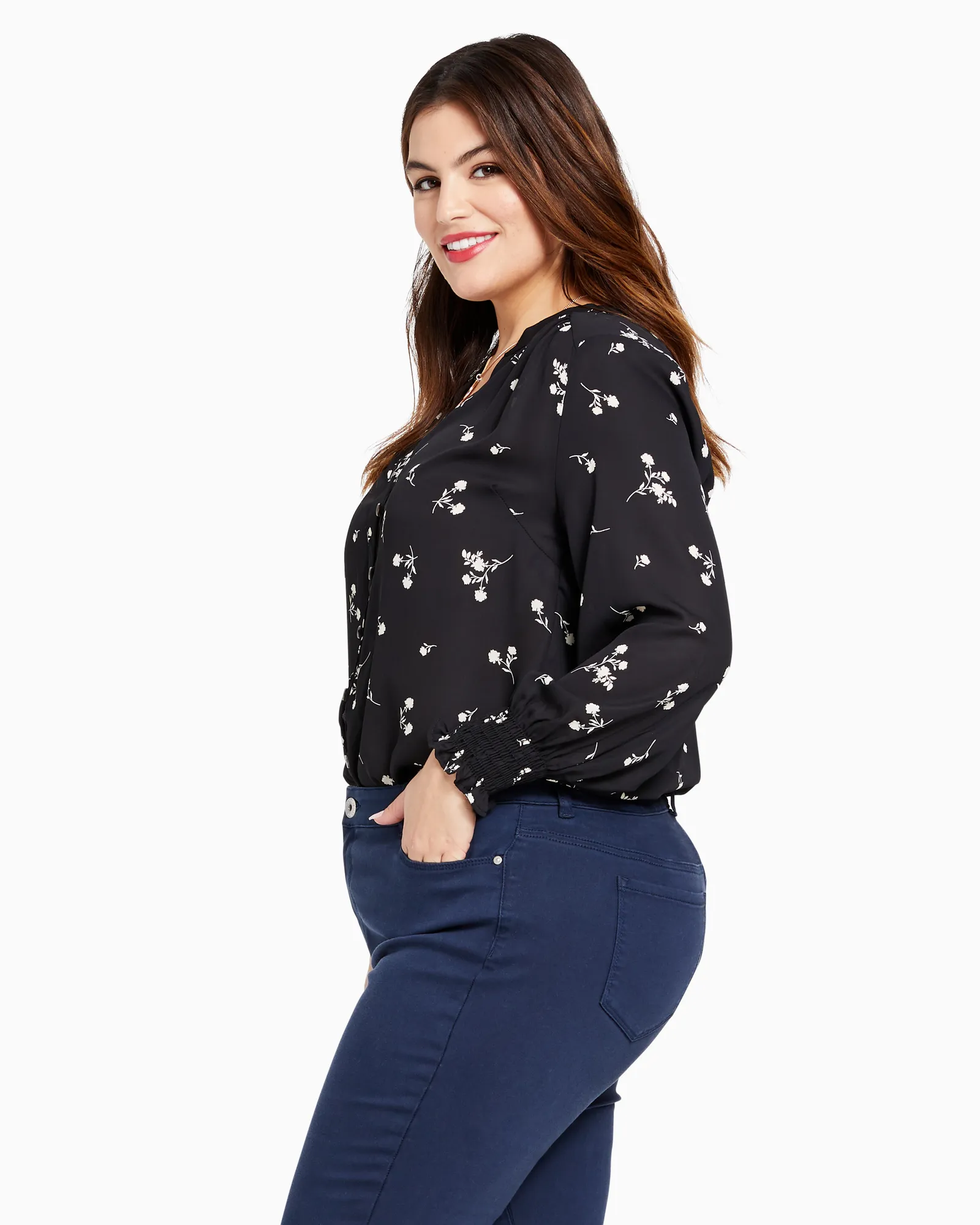 Monterey Puff Sleeve Blouse | Black / Tan