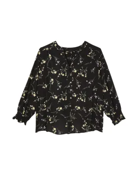 Monterey Puff Sleeve Blouse | Black / Yellow