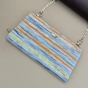 Multicolored Shimmery Upcycled Handcrafted Trapeze Clutch (TC1024-002) PS_W