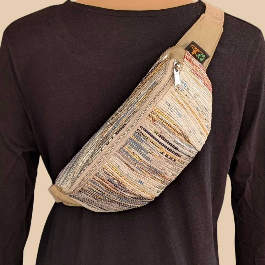 Multicolored Shimmery Upcycled Handwoven Fanny Pack (FP1124-006) PS_W