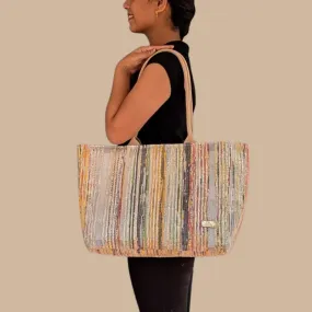 Multicolored Shimmery Upcycled Handwoven Office Tote (OT1224-006) PS_W