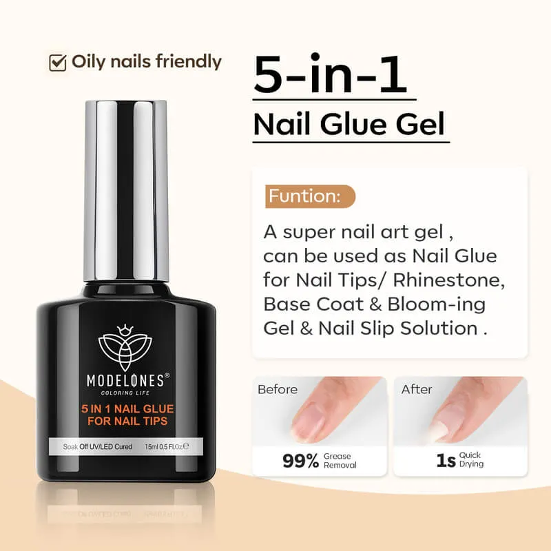 Nail Glue with Top & Base Coat Set 15ml