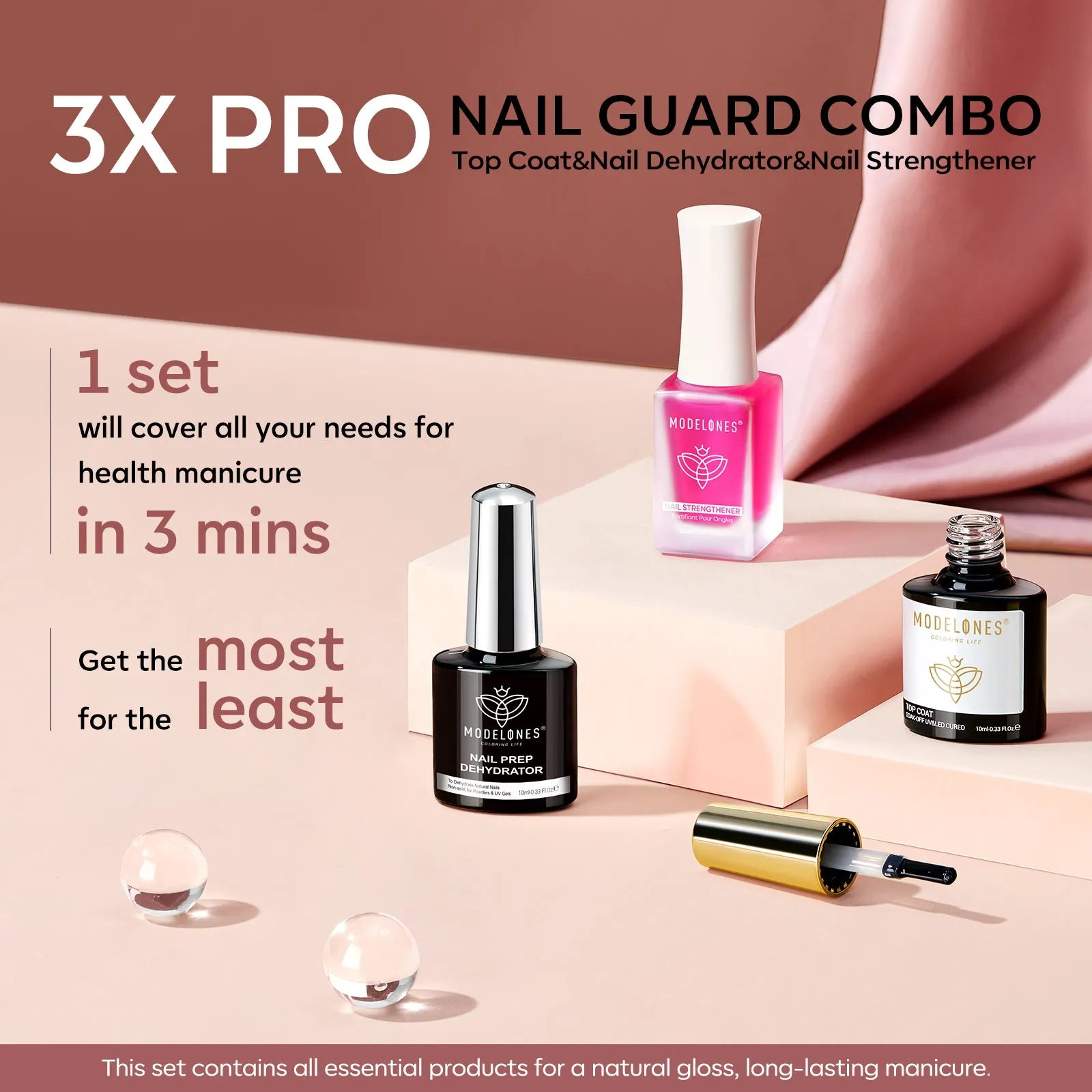 Nail Strengthener with Top Coat & Nail Dehydrator 10ml