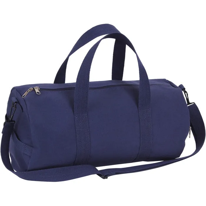 Navy Blue Heavyweight Cotton Canvas Duffle Bag Sports Gym Shoulder & Carry Bag 19"x9"x9"