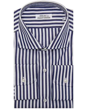 Navy Blue Striped Dress Shirt