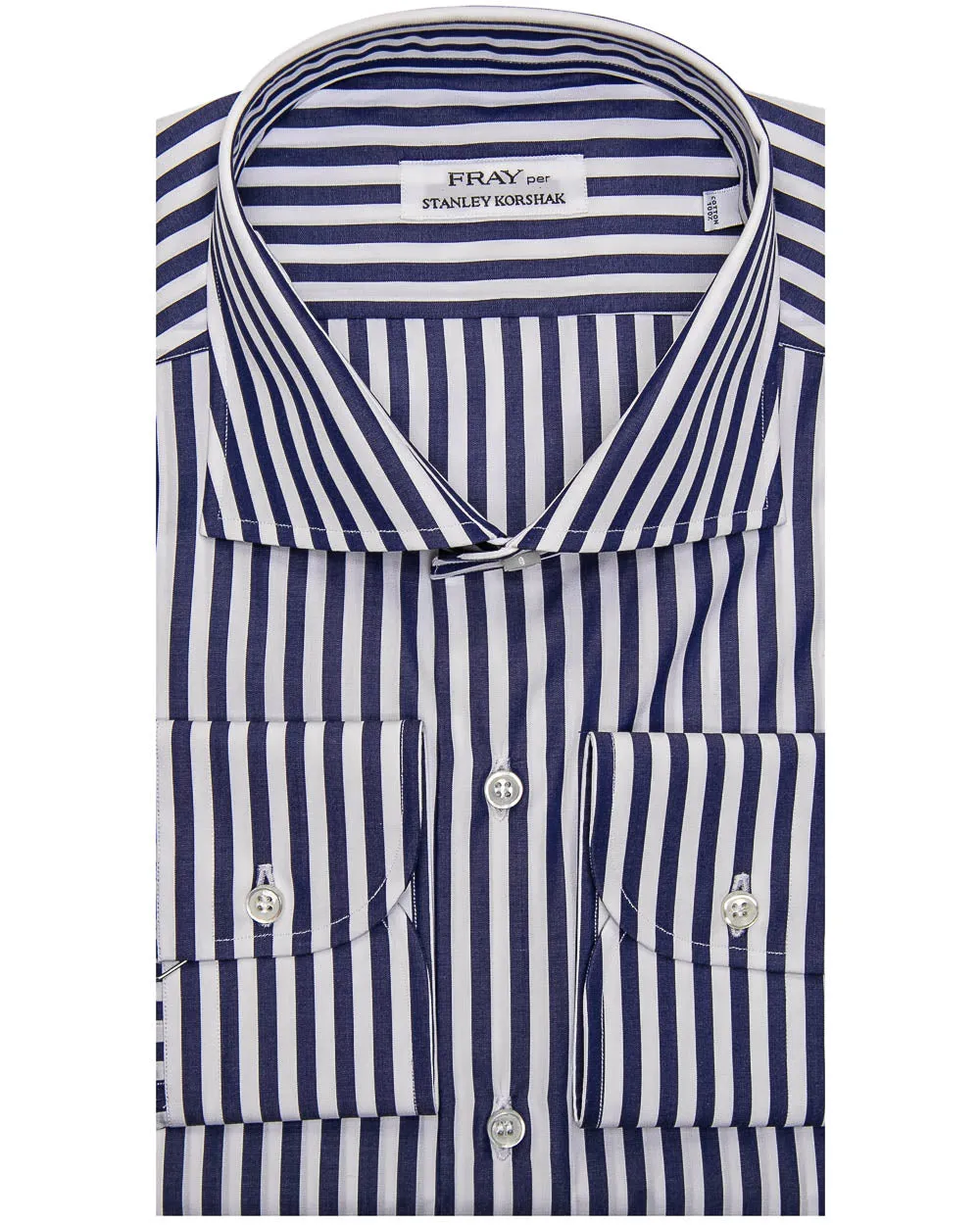 Navy Blue Striped Dress Shirt