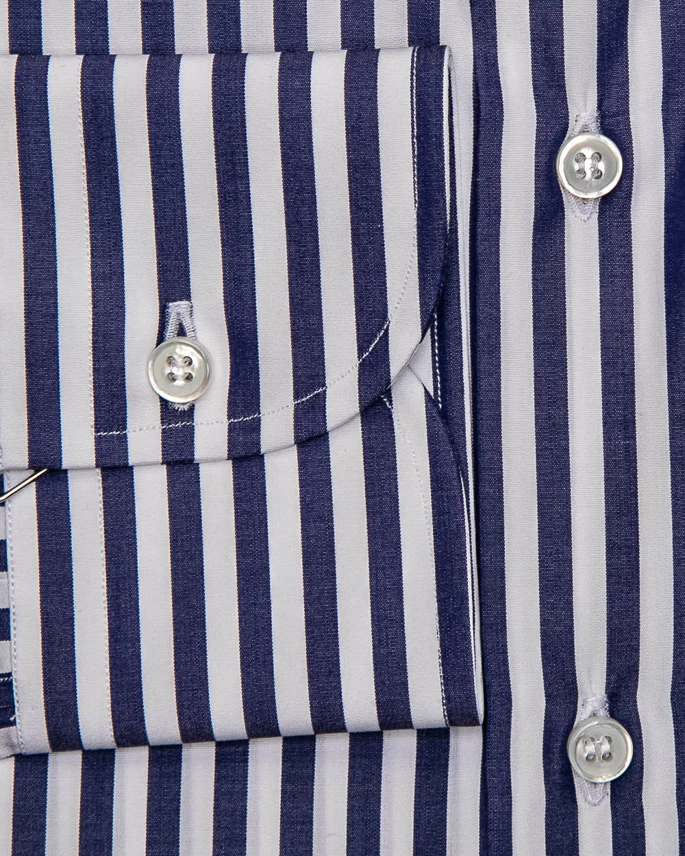 Navy Blue Striped Dress Shirt