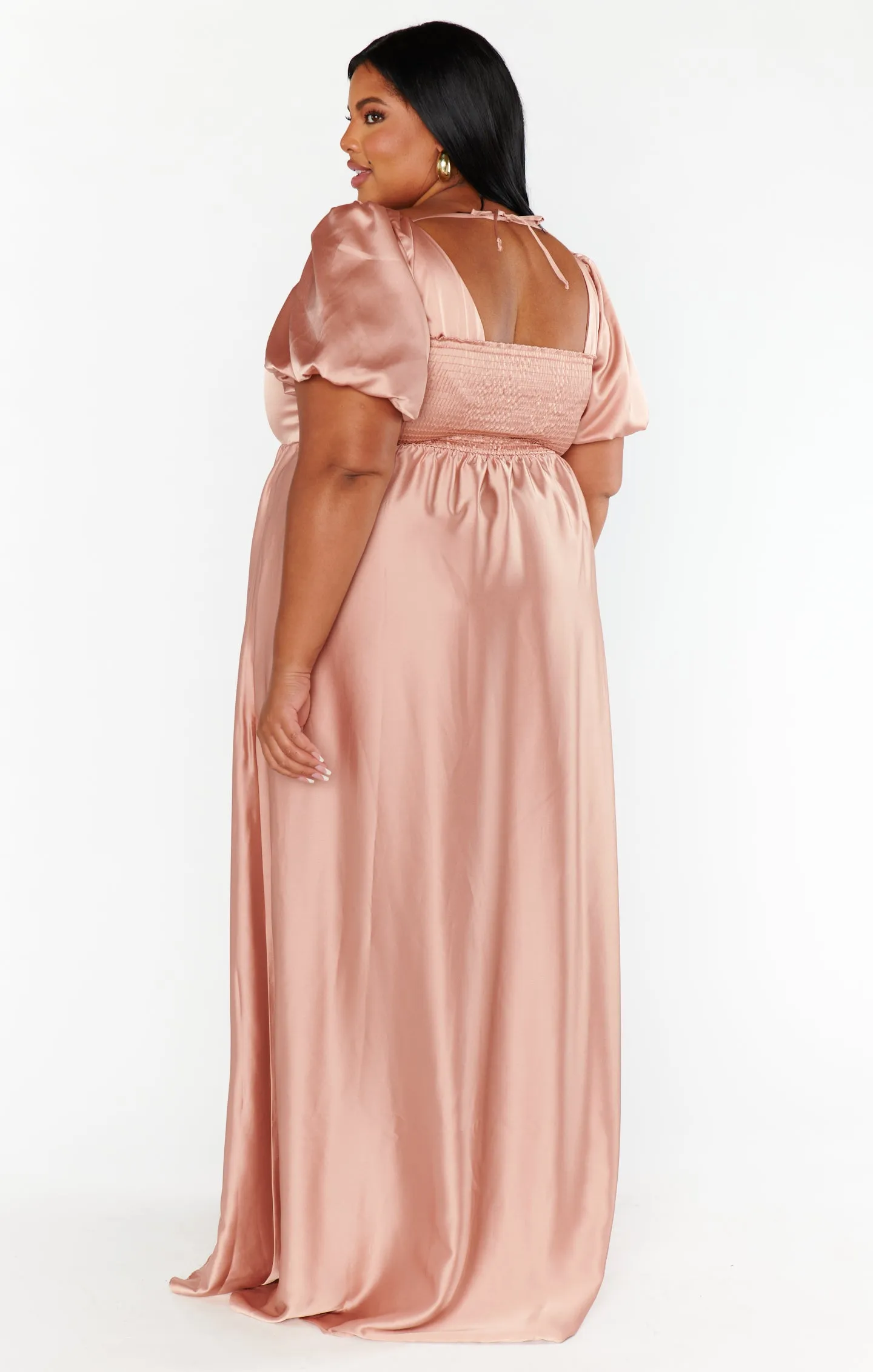 Nora Maxi Dress ~ Rose Gold Luxe Satin