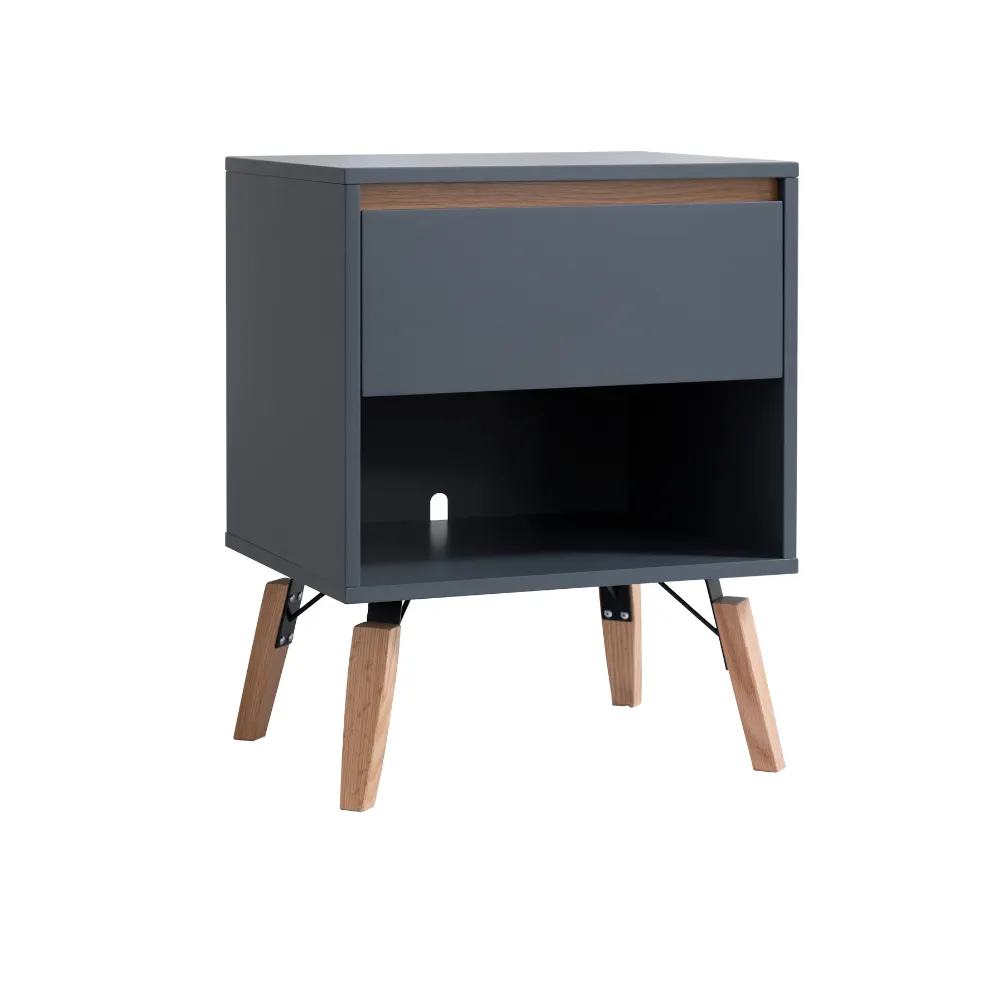 Otto Bedside Table with 1 Drawer in Grey