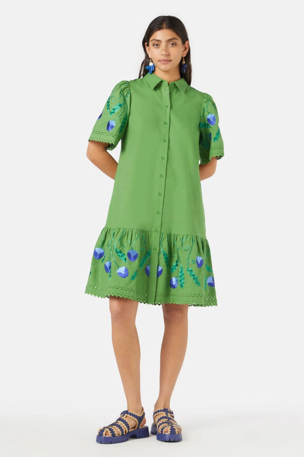 Peas Anglaise Shirt Dress