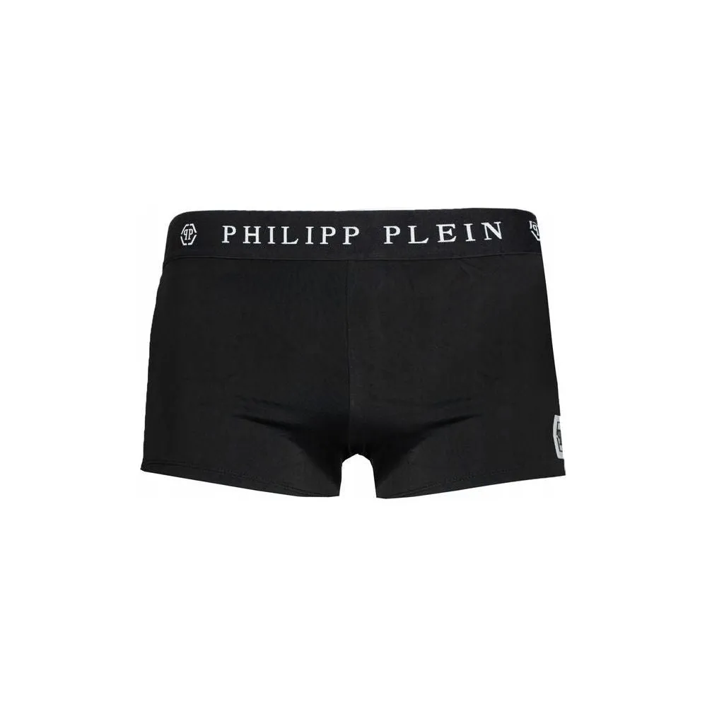 Philipp Plein Sleek Black Designer Men's Swim Boxers