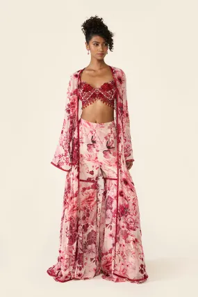 Pink Printed Cape Set