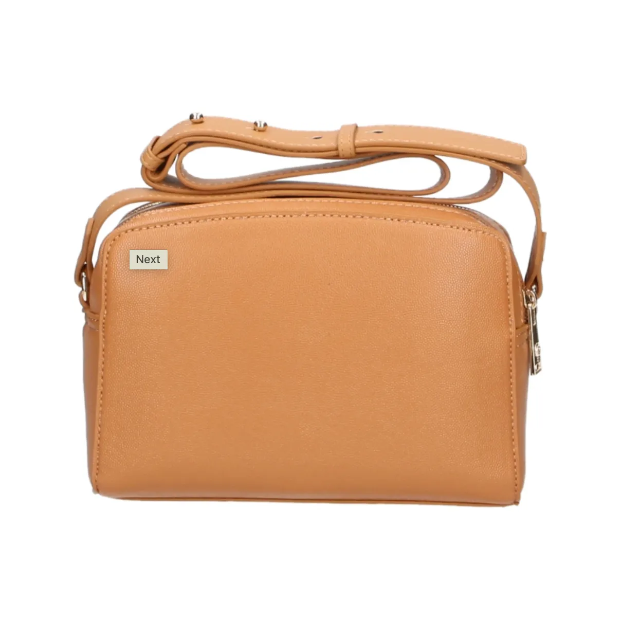 Plein Sport Chic Camel-Toned Crossbody with Double Zip Closure