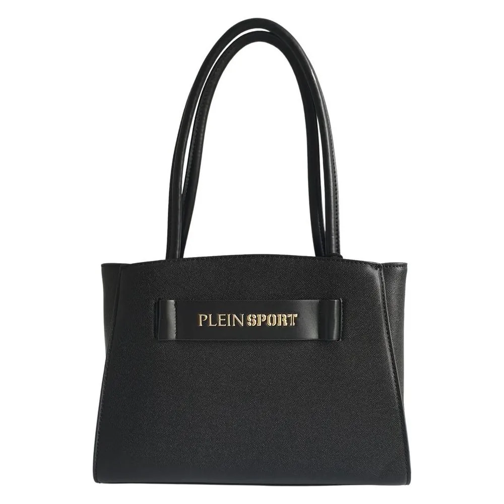 Plein Sport Sleek Black Three-Compartment Tote Bag